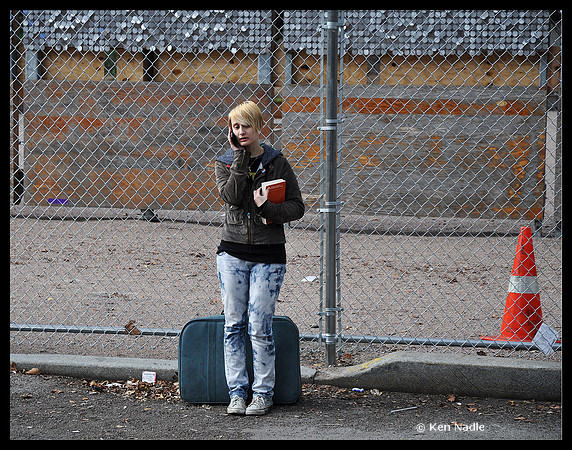 Girl on the edge of Occupy Wall Street demonstration
