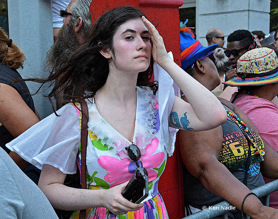 Gay pride parade bystander