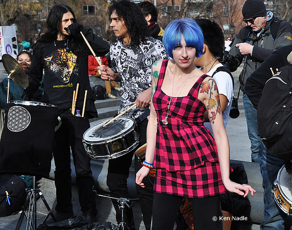 Dancer with blue hair