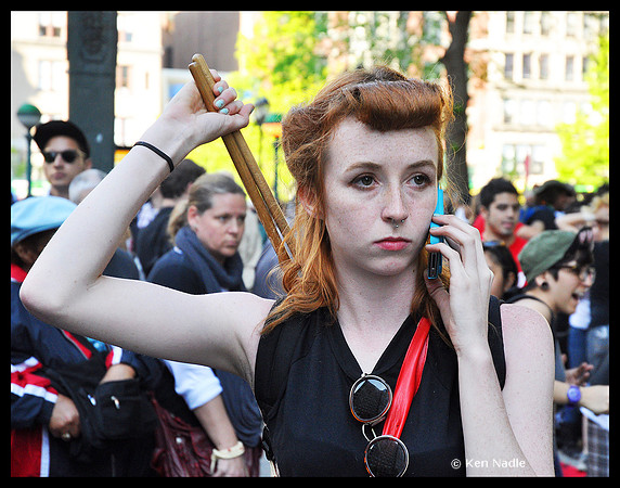 Drummer girl at OWS on May Day 2012 in Union Square